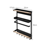 Refrigerator Storage Rack Magnetic Holder With Hooks Paper Spice Jars Storage Shelf - Front View