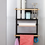 Refrigerator Storage Rack Magnetic Holder With Hooks Paper Spice Jars Storage Shelf - Top-Down View