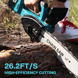 12inch Cordless Electric Chainsaw + 2 Battery 2 Chain Brushless Wood Cutter Saw - Top-Down View