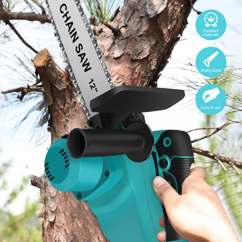 12inch Cordless Electric Chainsaw + 2 Battery 2 Chain Brushless Wood Cutter Saw