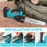 12inch Cordless Electric Chainsaw + 2 Battery 2 Chain Brushless Wood Cutter Saw - Rear View