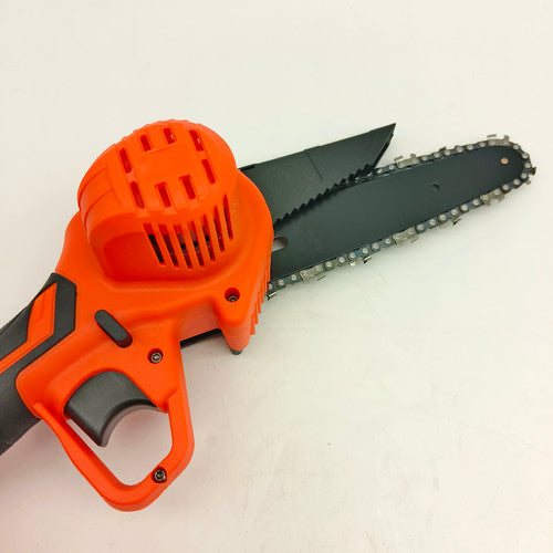 6 Mini Orange Cordless Electric Chainsaw 2X Battery-Powered Wood Cutter Rechargeable