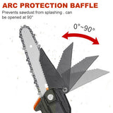 6 Mini Orange Cordless Electric Chainsaw 2X Battery-Powered Wood Cutter Rechargeable