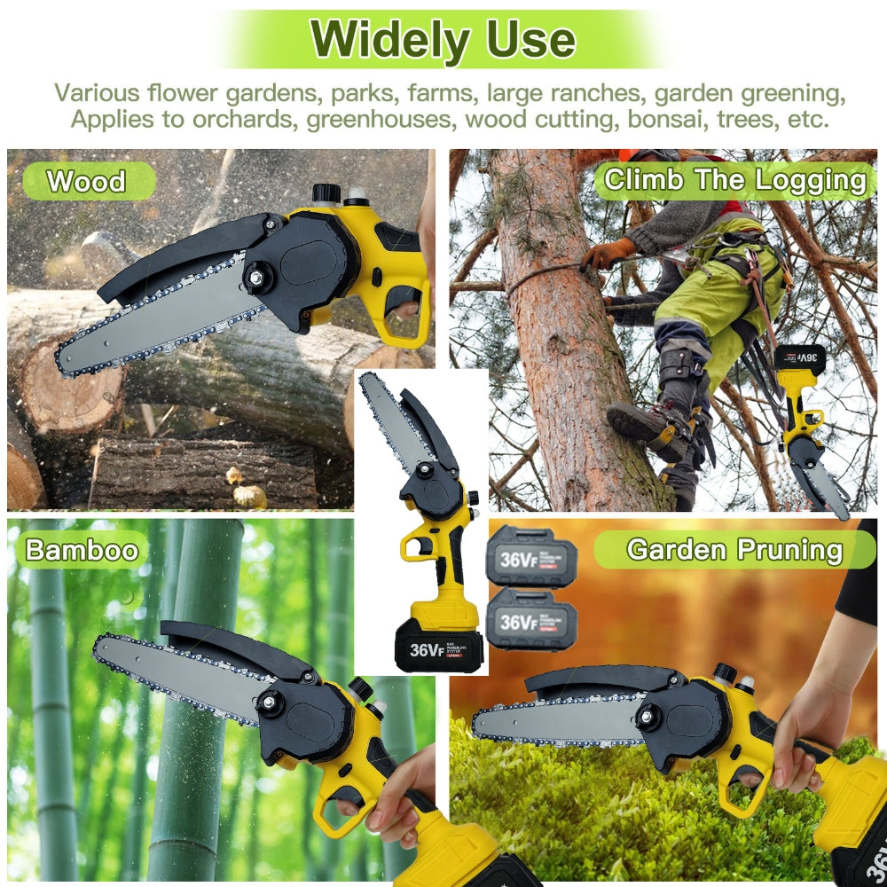 36V 8 Mini Cordless Electric Chainsaw 2XBattery 36V Wood Cutter Rechargeable