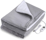 Double-side Flannel Heated Electric Throw Rug Blanket Fast Heating Warm Washable GREY - Top-Down View
