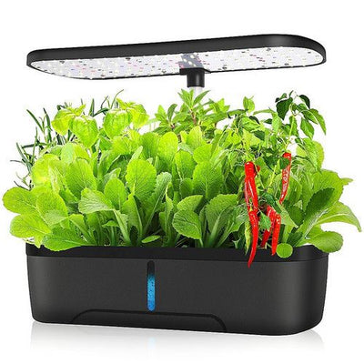 Hydroponics Plant Growing System 12 Pods Indoor Herb Garden Kit Led Light 4L Black