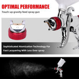 Spray Gun Kit HVLP Gravity Feed Air Paint Sprayer 3 Nozzles 1.4mm 1.7mm 2mm - 45-Degree Angle