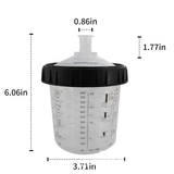 50 Sets Paint Spray Gun Cup Lids Liners Kit with Micron Filter  600ML Clear - Side View
