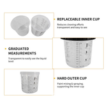 50 Sets Paint Spray Gun Cup Lids Liners Kit with Micron Filter  600ML Clear - Top-Down View