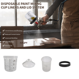 50 Sets Paint Spray Gun Cup Lids Liners Kit with Micron Filter  600ML Clear - 45-Degree Angle