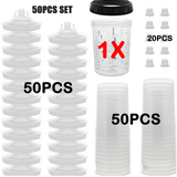 50 Sets Paint Spray Gun Cup Lids Liners Kit with Micron Filter  600ML Clear - Extra Image