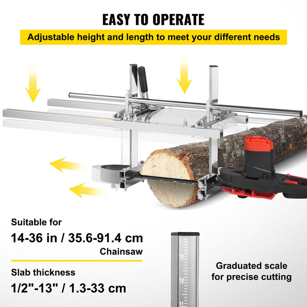 Chainsaw Mill For Saws 14-36 Bar Furniture Making Wood Cutting Aluminum Steel
