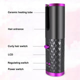 Hair Curler LCD Ceramic Cordless Auto Rotating Wireless Waver Curling Iron Salon - Side View
