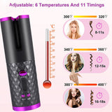 Hair Curler LCD Ceramic Cordless Auto Rotating Wireless Waver Curling Iron Salon - Top-Down View
