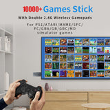 64G 4K 10000+ Retro Games Stick TV Video Game Console HDMI 2 Wireless Controller - Top-Down View