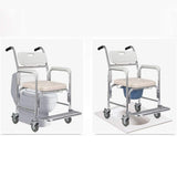 Mobile Shower Toilet Commode Chair Bathroom Aluminum Bedside Footrest Wheelchair - Top-Down View