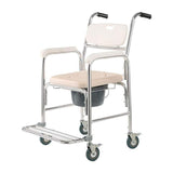 Mobile Shower Toilet Commode Chair Bathroom Aluminum Bedside Footrest Wheelchair - 45-Degree Angle