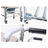 Mobile Shower Toilet Commode Chair Bathroom Aluminum Bedside Footrest Wheelchair - Low Angle