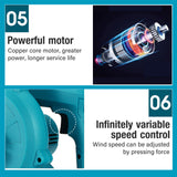 2-in-1 Cordless Electric Leaf Blower w/ 1 Battery Dust Remove Vacuum Cleaner Home Car - 45-Degree Angle