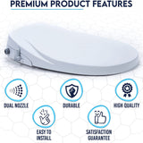 Non Electric Bidet Toilet Seat O Cover Bathroom Dual Nozzle Spray Water Wash - Side View