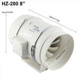 8 Inch Silent Extractor Fan Duct Hydroponic Inline Exhaust Vent Industrial