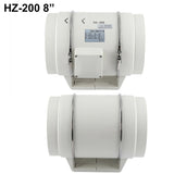 8 Inch Silent Extractor Fan Duct Hydroponic Inline Exhaust Vent Industrial - Side View