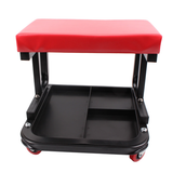 Padded Rolling Creeper Garage Mechanics Roller Seat Stool Chair with Tool Tray - Side View