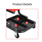 Padded Rolling Creeper Garage Mechanics Roller Seat Stool Chair with Tool Tray - Top-Down View