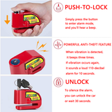 Motorcycle Alarm Disc Lock Motor Bike Brake Security Electric Rotor Bike Lock RED - Front View