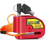 Motorcycle Alarm Disc Lock Motor Bike Brake Security Electric Rotor Bike Lock RED - Rear View