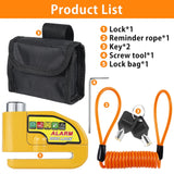 Motorcycle Alarm Disc Lock Electric Rotor Lock Motor Bicycle Bike Brake Security Yellow - Side View