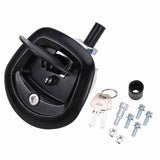 Black Power Operated Central Locking Handle Whale Tail Lock Recessed Folding 12V - Front View