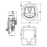Black Power Operated Central Locking Handle Whale Tail Lock Recessed Folding 12V - Low Angle