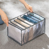 2PCS 7 Grids Mesh Foldable Clothes Storage Jeans Pants Organizer Clothes Organizer 36X17X12CM - Low Angle