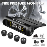 4 Sensor Solar Wireless TPMS Car Tire Tyre Pressure System Monitoring External - Side View