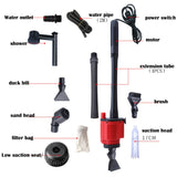 Aquarium Electric Siphon Pump Vacuum Cleaner Fish Tank Clean Water Change Gravel - Low Angle