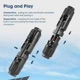 10 Pairs Solar Panel Connectors 30A Line Plug Socket Male & Female IP67 PV Cable - Front View