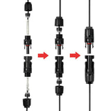 10 Pairs Solar Panel Connectors 30A Line Plug Socket Male & Female IP67 PV Cable - 45-Degree Angle