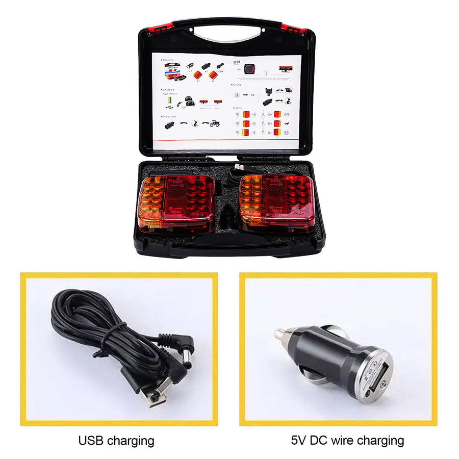 2X 7Pin LED Magnetic Wireless Trailer-TailLight Kit For Trailer Truck Automotive