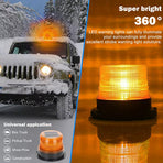 Solar Powered LED Flashing Beacon Light, 12-24V Amber Emergency Magnetic Warning Yellow