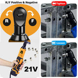 21V 3/8'' 100N.m Electric Right Angle Ratchet Wrench Charger+ 2 Battery - Top-Down View