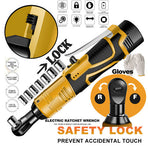 21V 3/8'' 100N.m Electric Right Angle Ratchet Wrench Charger+ 2 Battery, image 5