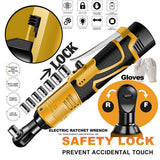 21V 3/8'' 100N.m Electric Right Angle Ratchet Wrench Charger+ 2 Battery - 45-Degree Angle
