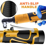 21V 3/8'' 100N.m Electric Right Angle Ratchet Wrench Charger+ 2 Battery - Rear View