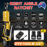 21V 3/8'' 100N.m Electric Right Angle Ratchet Wrench Charger+ 2 Battery - Close-Up Angle