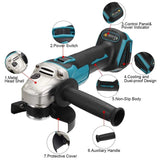 Brushless Cordless Angle Grinder With 2x Li-ion Battery Charger 125mm Combo Kit - Front View