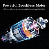 Brushless Cordless Angle Grinder With 2x Li-ion Battery Charger 125mm Combo Kit - 45-Degree Angle
