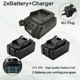 Brushless Cordless Angle Grinder With 2x Li-ion Battery Charger 125mm Combo Kit - Rear View