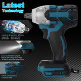 1/2 Cordless Impact Wrench Driver Brushless Rattle Gun For Makita 18V Battery - Rear View