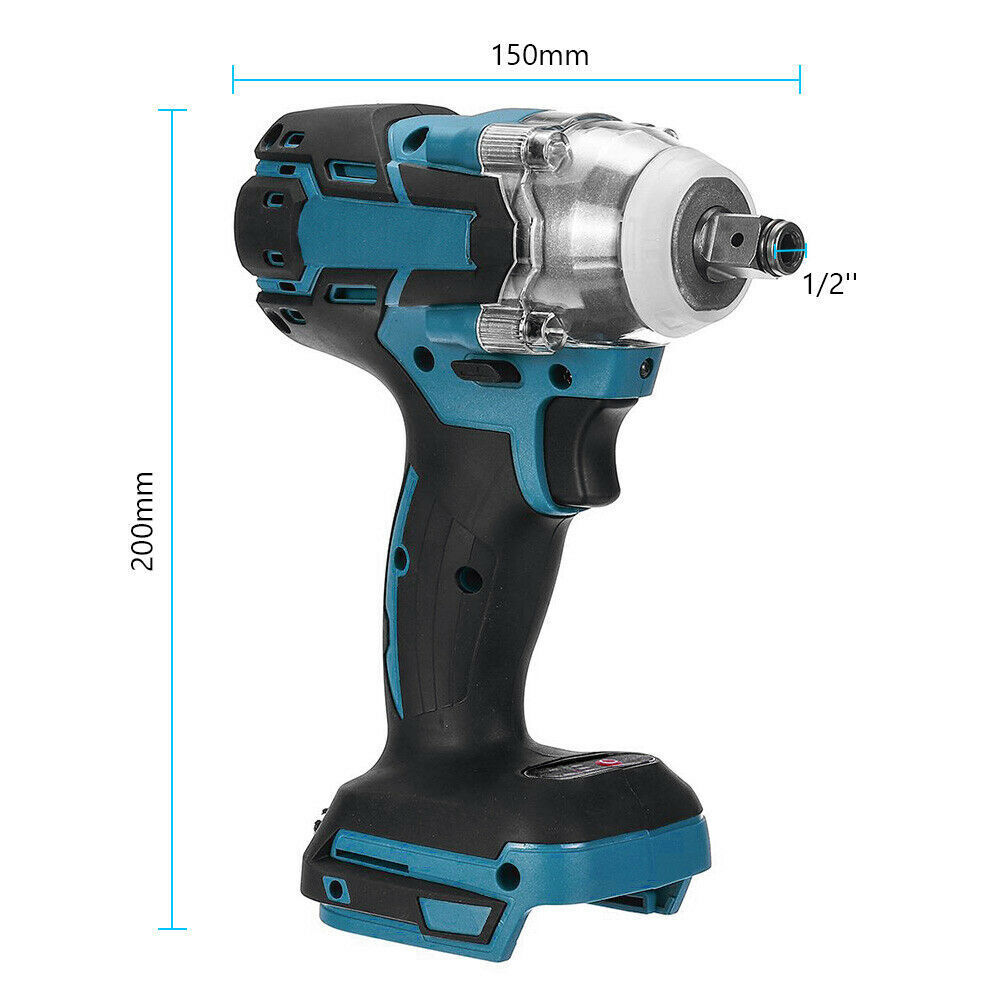 Cordless Electric Impact Wrench Brushless Rattle Gun 1/2 Driver +Large Battery